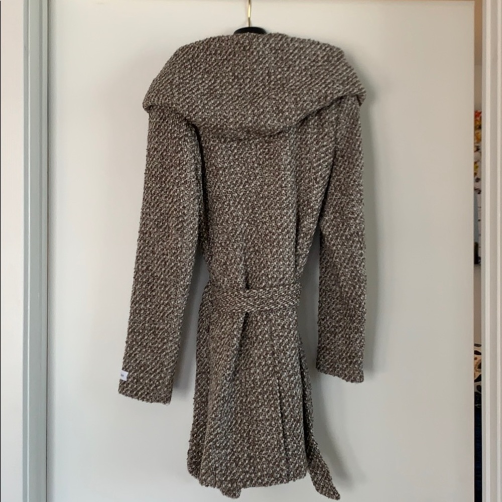 Calvin Klein city tweed belted coat with hood - Picture 3 of 8